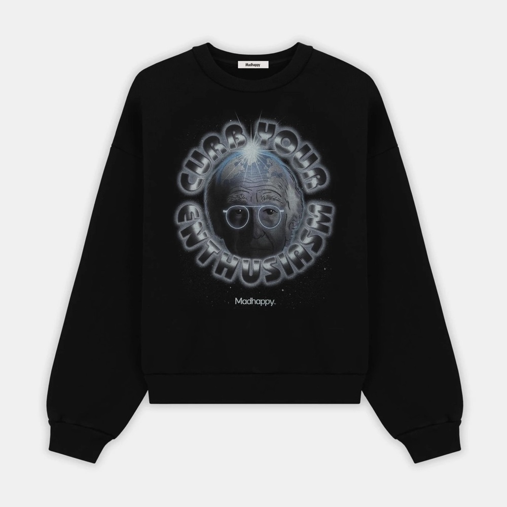 Madhappy Curb Your Enthusiasm Sweatshirt Larry David Crewneck Black M GUC